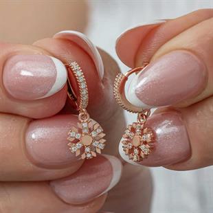 Hk Gümüş Kadın Küpe Sallantılı Rose Kar Tanesi |Gümüş Takı Hediyelik Ürünler