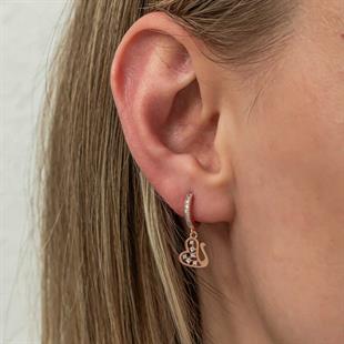 Hk Gümüş Kadın Küpe Sallantılı Rose Kuğu |Gümüş Takı Hediyelik Ürünler