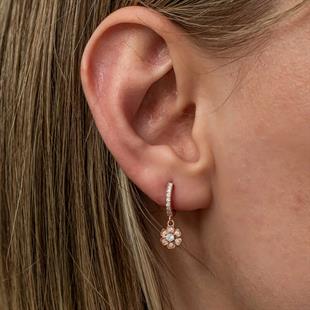 Hk Gümüş Kadın Küpe Sallantılı Rose Minimal Çiçek |Gümüş Takı Hediyelik Ürünler