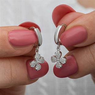 Hk ​Gümüş Kadın Küpe Sallantılı Yonca |Gümüş Takı Hediyelik Ürünler