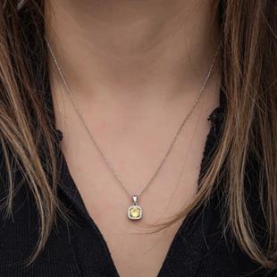 Hk ​Gümüş Kadın Set Sarı Baget Taşlı |Gümüş Takı Hediyelik Ürünler