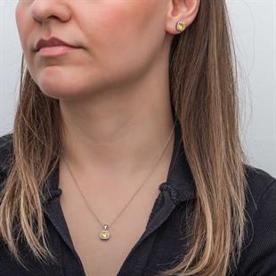 Hk ​Gümüş Kadın Set Sarı Baget Taşlı |Gümüş Takı Hediyelik Ürünler