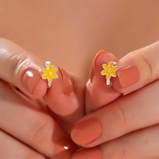 Hk Gümüş Çocuk Küpe Sarı Çiçek |Gümüş Takı Hediyelik Ürünler