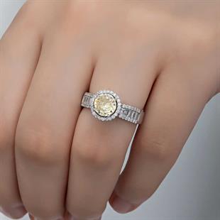 Hk Gümüş Kadın Yüzük Sarı Tek Taş |Gümüş Takı Hediyelik Ürünler