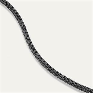 Hk Gümüş Kadın Bileklik Siyah Taşlı Su Yolu|Gümüş Takı Hediyelik Ürünler