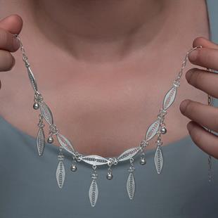 Hk Gümüş Kadın Kolye Sonsuz Yaprak Telkari |Gümüş Takı Hediyelik Ürünler