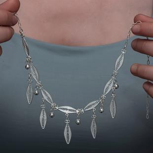 Hk Gümüş Kadın Kolye Sonsuz Yaprak Telkari |Gümüş Takı Hediyelik Ürünler