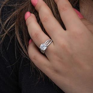 Hk Gümüş Kadın Yüzük Tek Taş |Gümüş Takı Hediyelik Ürünler