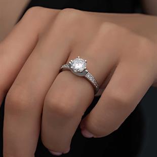 Hk Gümüş Kadın Yüzük Tek Taş |Gümüş Takı Hediyelik Ürünler