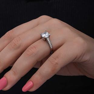 Hk Gümüş Kadın Yüzük Tek Taş |Gümüş Takı Hediyelik Ürünler