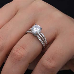 Hk Gümüş Kadın Yüzük Tek Taş |Gümüş Takı Hediyelik Ürünler