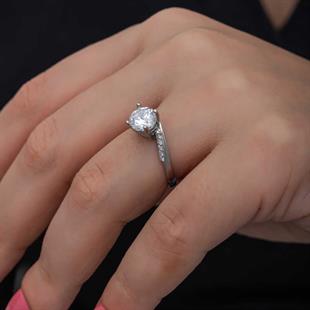 Hk Gümüş Kadın Yüzük Tek Taş |Gümüş Takı Hediyelik Ürünler