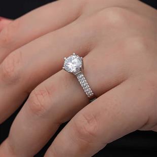 Hk Gümüş Kadın Yüzük Tek Taş |Gümüş Takı Hediyelik Ürünler