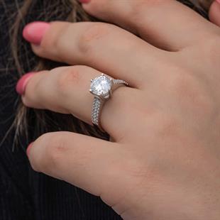 Hk Gümüş Kadın Yüzük Tek Taş |Gümüş Takı Hediyelik Ürünler