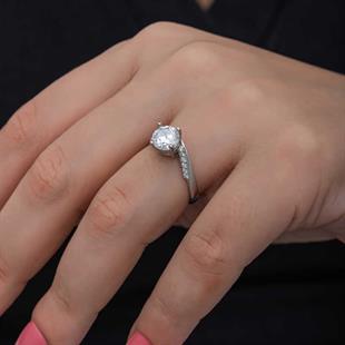 Hk Gümüş Kadın Yüzük Tek Taş |Gümüş Takı Hediyelik Ürünler