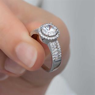 Hk Gümüş Kadın Yüzük Tek Taş |Gümüş Takı Hediyelik Ürünler