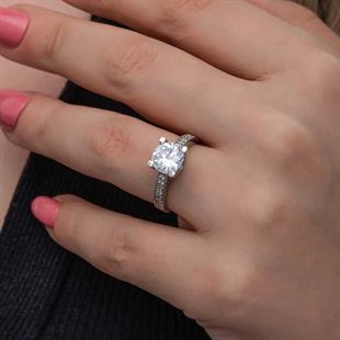 Hk Gümüş Kadın Yüzük Tek Taş |Gümüş Takı Hediyelik Ürünler