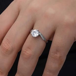 Hk Gümüş Kadın Yüzük Tek Taş |Gümüş Takı Hediyelik Ürünler