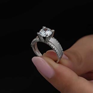 Hk Gümüş Kadın Yüzük Tek Taş |Gümüş Takı Hediyelik Ürünler