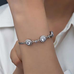 Hk Gümüş Kadın Bileklik Tektaş |Gümüş Takı Hediyelik Ürünler