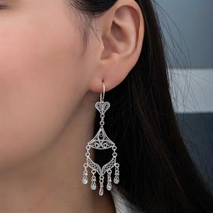 Hk Gümüş Kadın Küpe Telkari Sallantılı |Gümüş Takı Hediyelik Ürünler