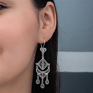 Hk Gümüş Kadın Küpe Telkari Sallantılı |Gümüş Takı Hediyelik Ürünler