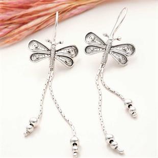 Hk Gümüş Kadın Küpe Telkari Sallantılı Yusufçuk |Gümüş Takı Hediyelik Ürünler