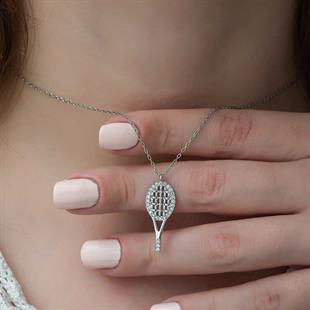 ​Gümüş Tenis Raketi Bayan Kolye