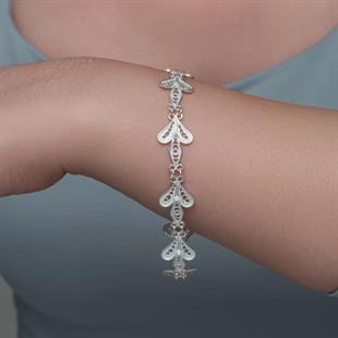 Hk Gümüş  Kadın Bileklik Üç Yaprak Telkari|Gümüş Takı Hediyelik Ürünler