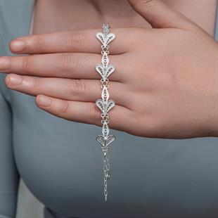 Hk Gümüş  Kadın Bileklik Üç Yaprak Telkari|Gümüş Takı Hediyelik Ürünler