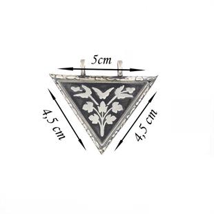 Hk Gümüş Erkek Kolye Üçgen İçi Açılabilen Çiçek Muskalık |Gümüş Takı Hediyelik Ürünler