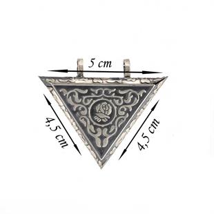 Hk Gümüş Erkek Kolye Üçgen İçi Açılabilen Gül Muskalık |Gümüş Takı Hediyelik Ürünler