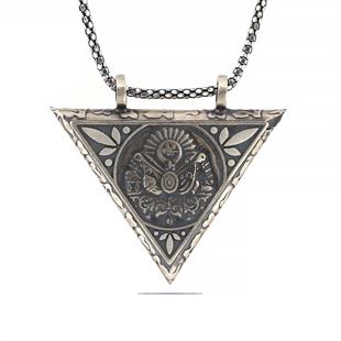 Hk Gümüş Erkek Kolye Üçgen İçi Açılabilen Osmanlı Arma Muskalık |Gümüş Takı Hediyelik Ürünler