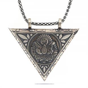 Hk Gümüş Erkek Kolye Üçgen İçi Açılabilen Osmanlı Arma Muskalık |Gümüş Takı Hediyelik Ürünler