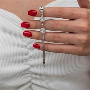 Hk Gümüş Kadın Bileklik Üçlü Kare |Gümüş Takı Hediyelik Ürünler