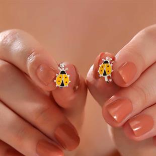 Hk Gümüş Çocuk Küpe Uğur Böceği |Gümüş Takı Hediyelik Ürünler