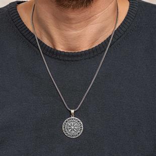 Hk Gümüş Erkek Kolye Viking Pusula |Gümüş Takı Hediyelik Ürünler