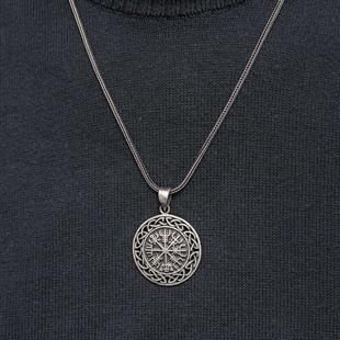 Hk Gümüş Erkek Kolye Viking Pusula |Gümüş Takı Hediyelik Ürünler