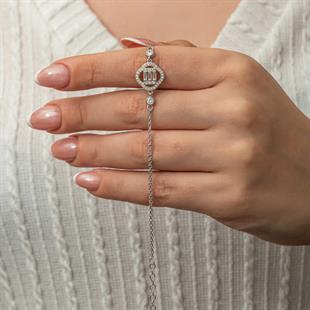 Hk Gümüş Kadın Bileklik Yonca Baget Taşlı |Gümüş Takı Hediyelik Ürünler