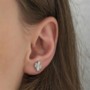 Hk Gümüş Kadın Küpe Yonca |Gümüş Takı Hediyelik Ürünler