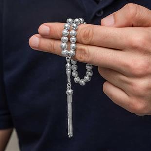 Hk Gümüş Erkek Tesbih Yuvarlak Çizgili |Gümüş Takı Hediyelik Ürünler