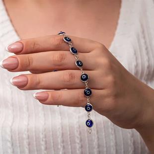 Hk Gümüş Kadın Bileklik Yuvarlak Nazar |Gümüş Takı Hediyelik Ürünler