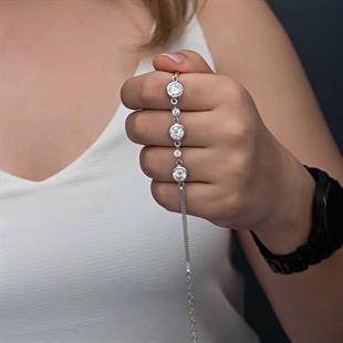 Hk Gümüş Kadın Bileklik Yuvarlak Taşlı |Gümüş Takı Hediyelik Ürünler