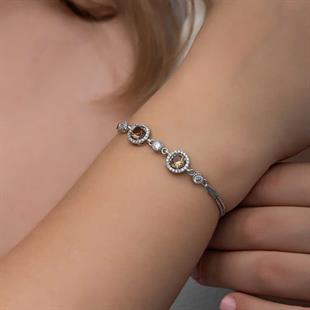 Hk ​Gümüş Kadın Bileklik Yuvarlak Zultanit Taşlı |Gümüş Takı Hediyelik Ürünler