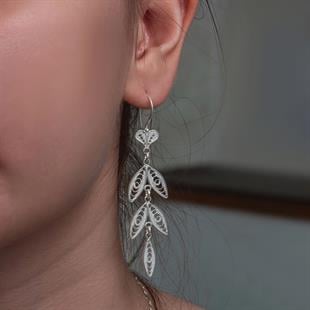 Hk Gümüş Kadın Küpe Zarif Yaprak Telkari |Gümüş Takı Hediyelik Ürünler