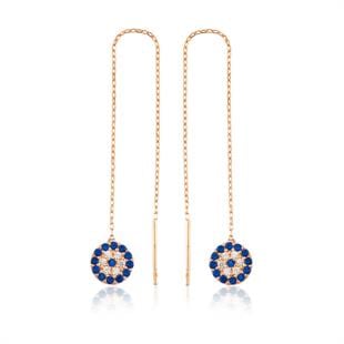 Gümüş Zincirli Nazar Küpe