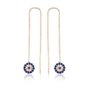 Gümüş Zincirli Nazar Küpe