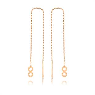 Hk Gümüş Kadın Küpe Zincirli Sonsuzluk |Gümüş Takı Hediyelik Ürünler