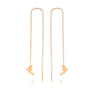 Gümüş Zincirli Yunus Balığı Küpe