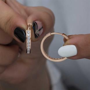 Hk Gümüş Kadın Küpe Zirkon Taşlı Halka |Gümüş Takı Hediyelik Ürünler